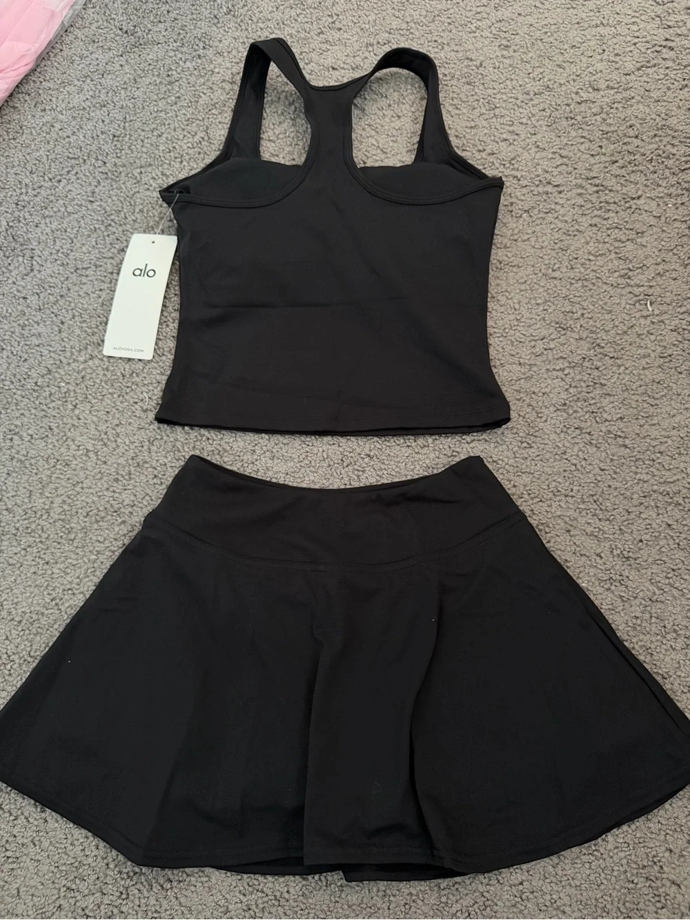 alo black Tank and Skirt Set